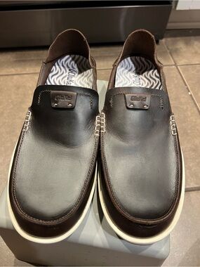 Olukai Kakaha Dark Brown Java Slip-On Dark Casual Summer Shoes Mens 12 EU 45